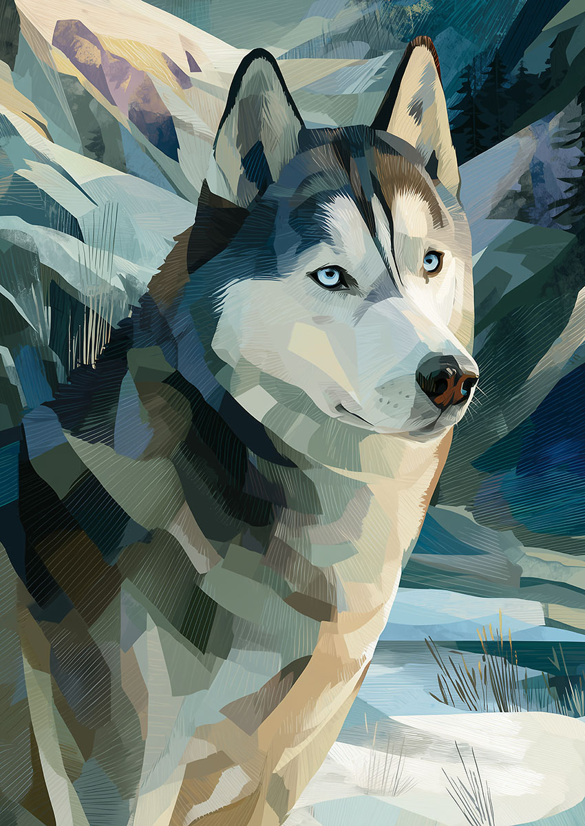 Siberian Husky Artwork Canvas Print & Poster Wall Art - AI PRINT LAB