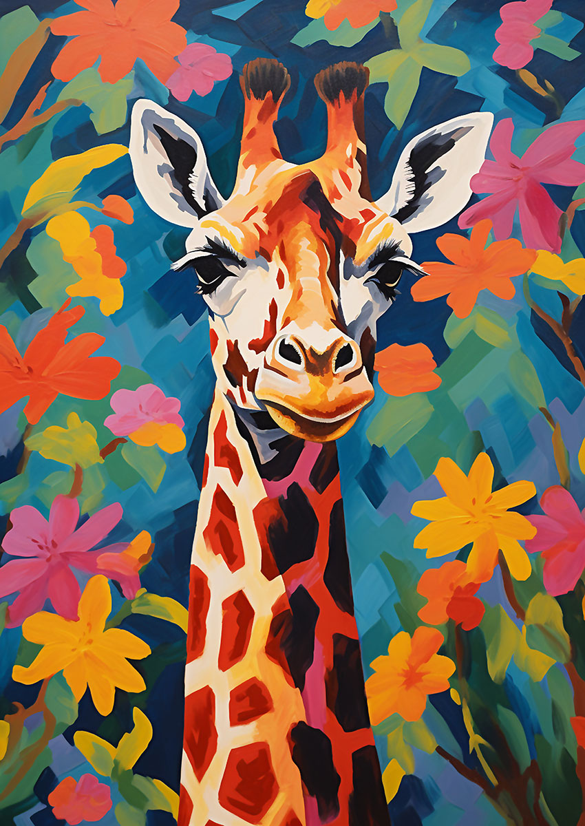 Bright Orange Giraffe Canvas Print & Poster Wall Art - AI PRINT LAB