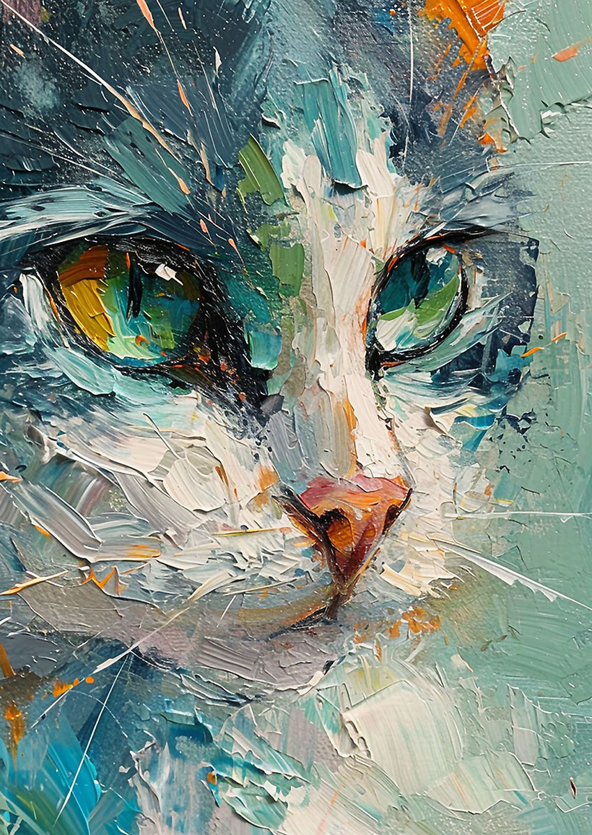 Vibrant Cat Portrait Canvas Print & Poster Wall Art - AI PRINT LAB