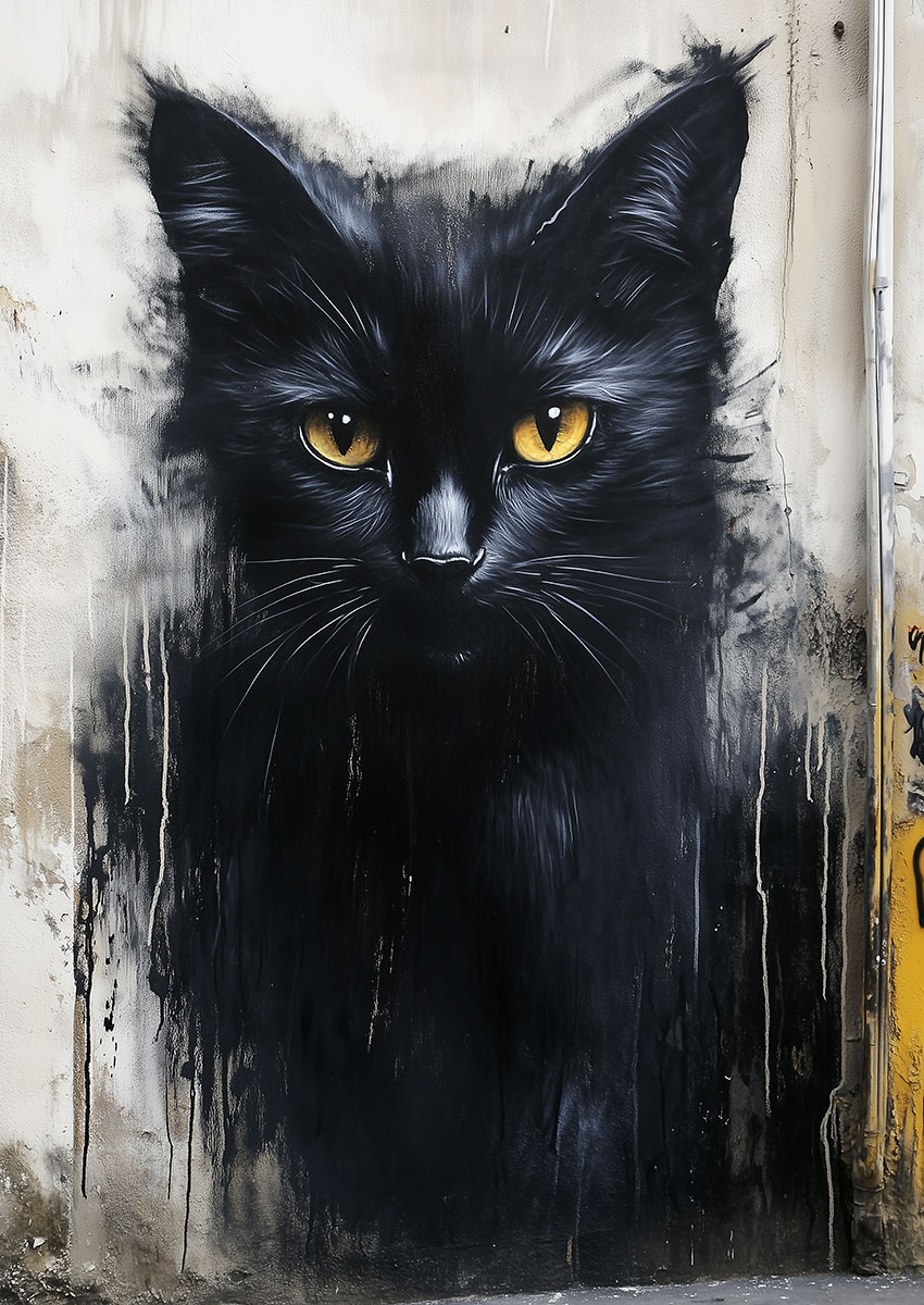 Black Cat Canvas Print & Poster Wall Art - AI PRINT LAB