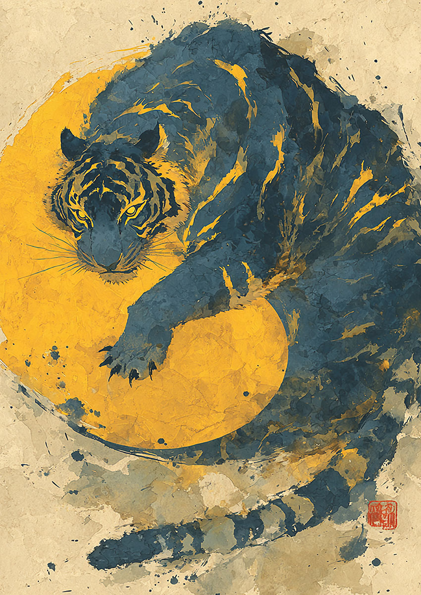 Bengal Tiger Ink Wash Style Canvas Print & Poster Wall Art - AI PRINT LAB