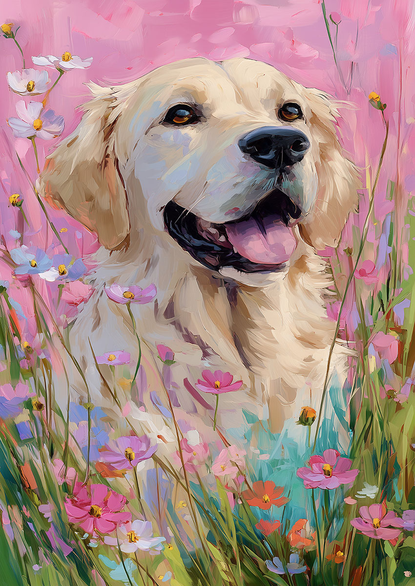 Golden Retriever Oil Painting Style Canvas Print & Poster Wall Art - AI PRINT LAB