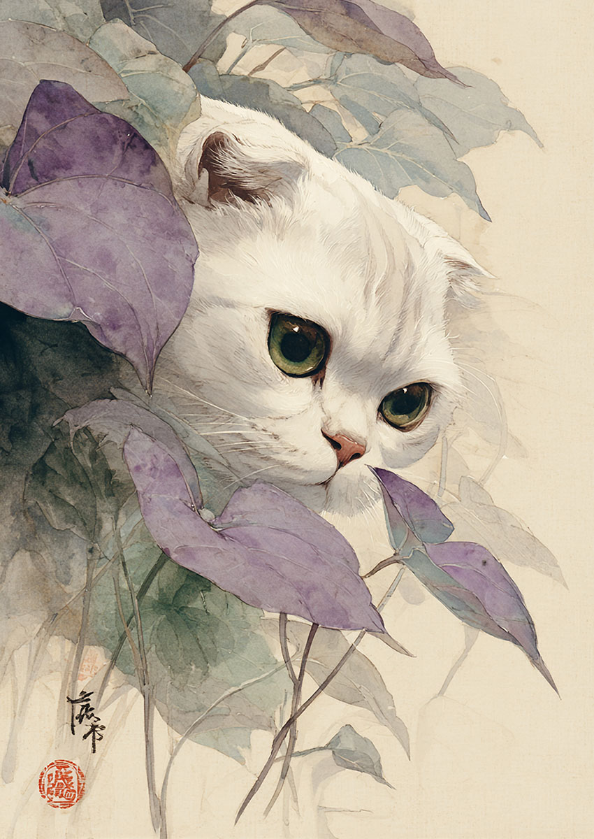 Scottish Fold Cat Watercolour Canvas Print & Poster Wall Art - AI PRINT LAB