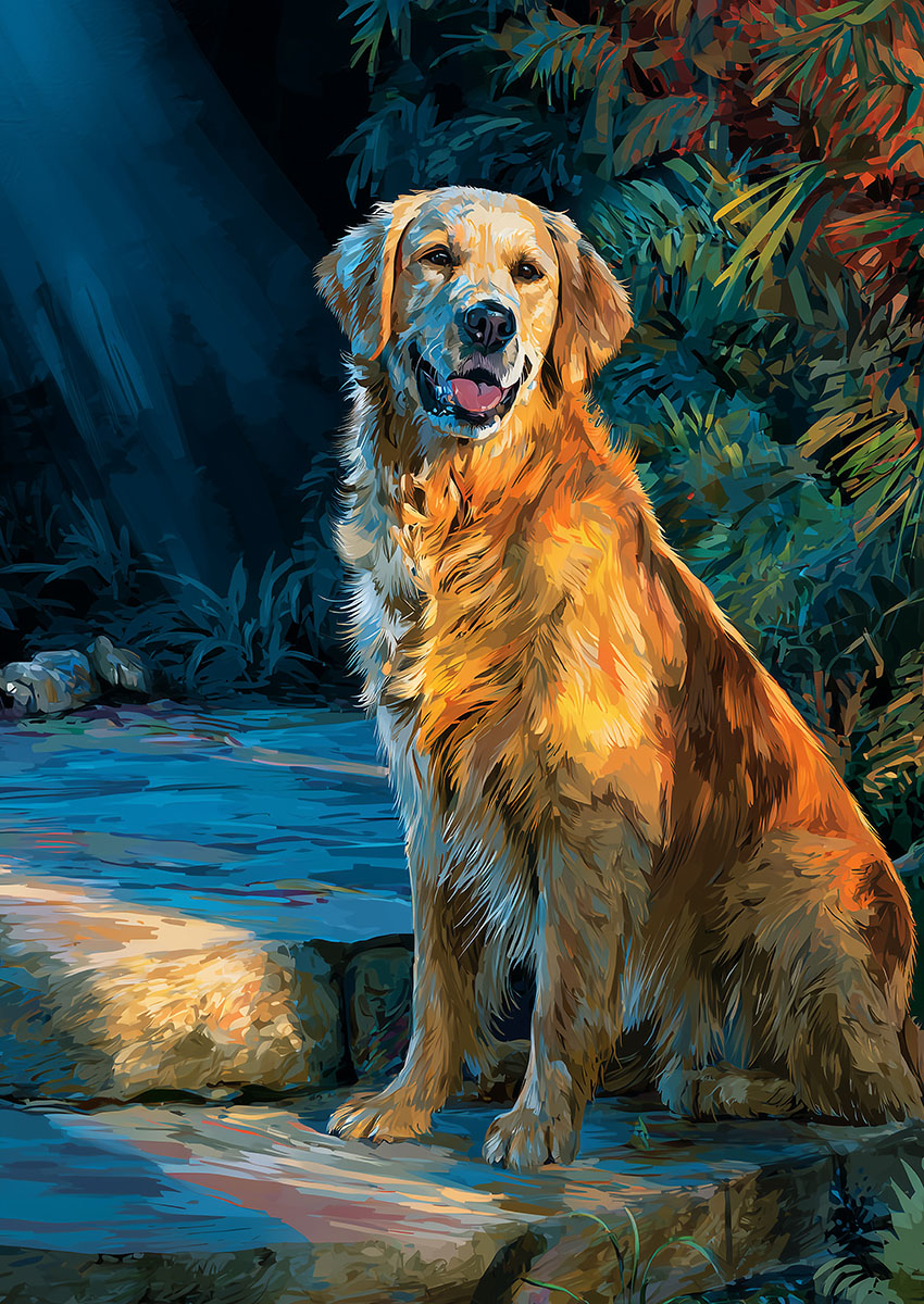 Golden Retriever Canvas Print & Poster Wall Art - AI PRINT LAB