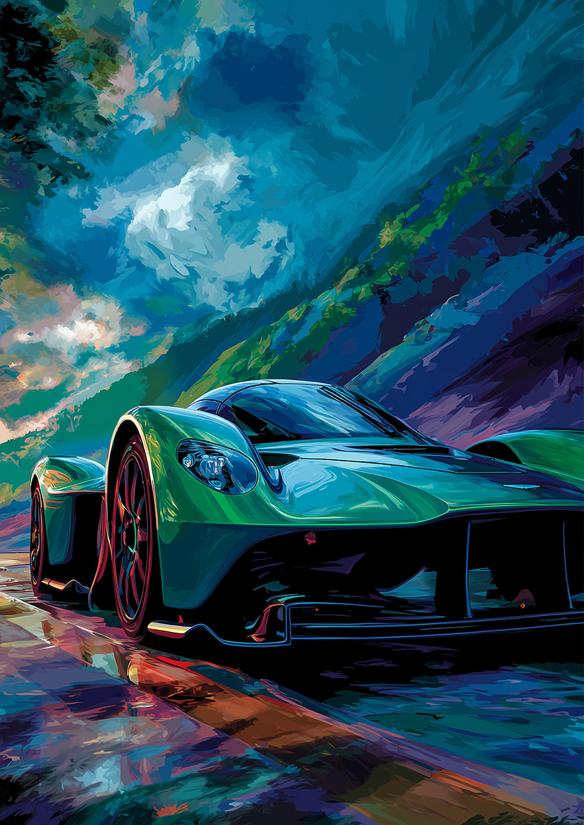 Vibrant Green Racing Car Canvas Print & Poster Wall Art - AI PRINT LAB