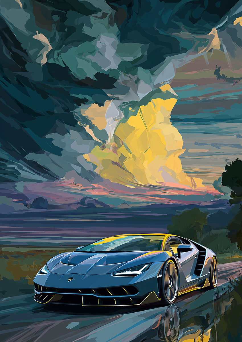 Lamborghini Centenario Style Sports Car Canvas Print & Poster Wall Art - AI PRINT LAB