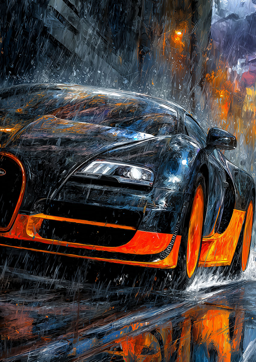 Bugatti Veyron Style Sports Car Canvas Print & Poster Wall Art - AI PRINT LAB