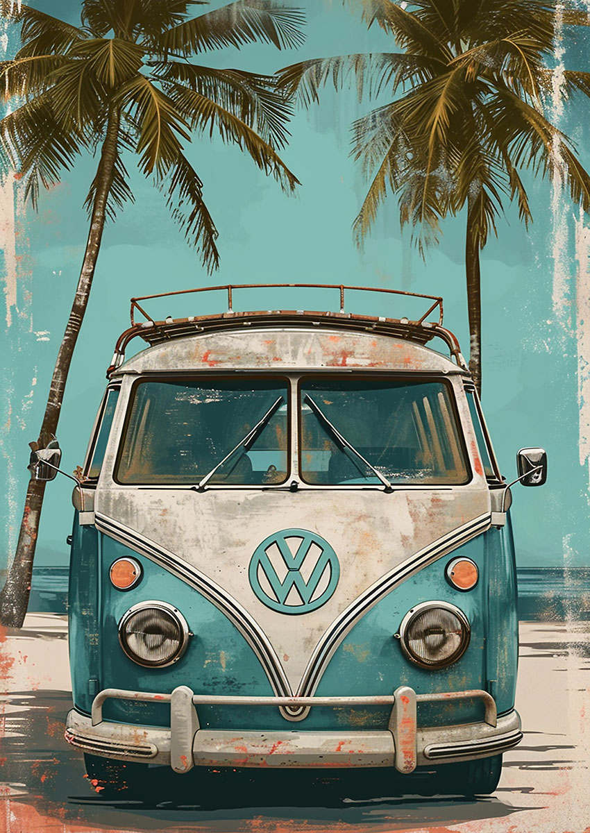 VW Bus Canvas Print & Poster Wall Art - AI PRINT LAB