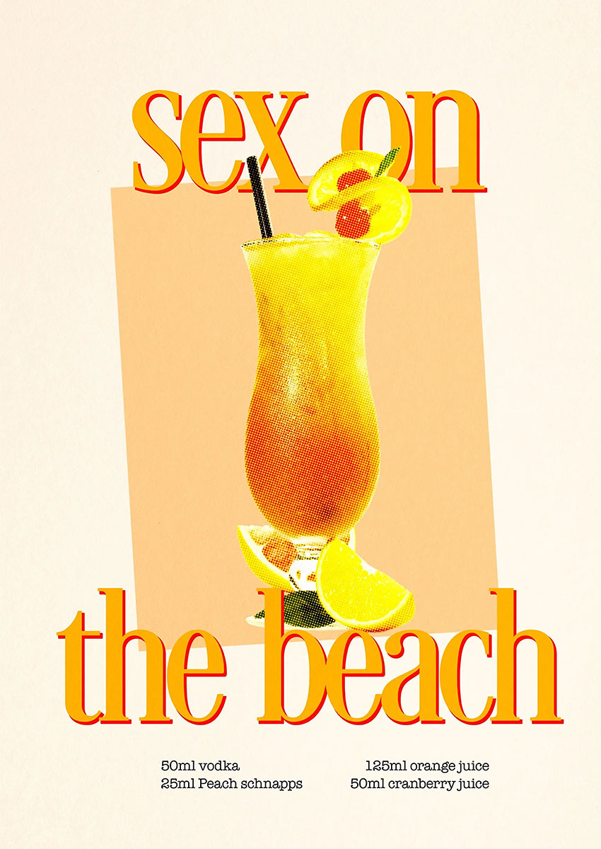 Sex on the Beach Cocktail Print & Poster Wall Art - AI PRINT LAB
