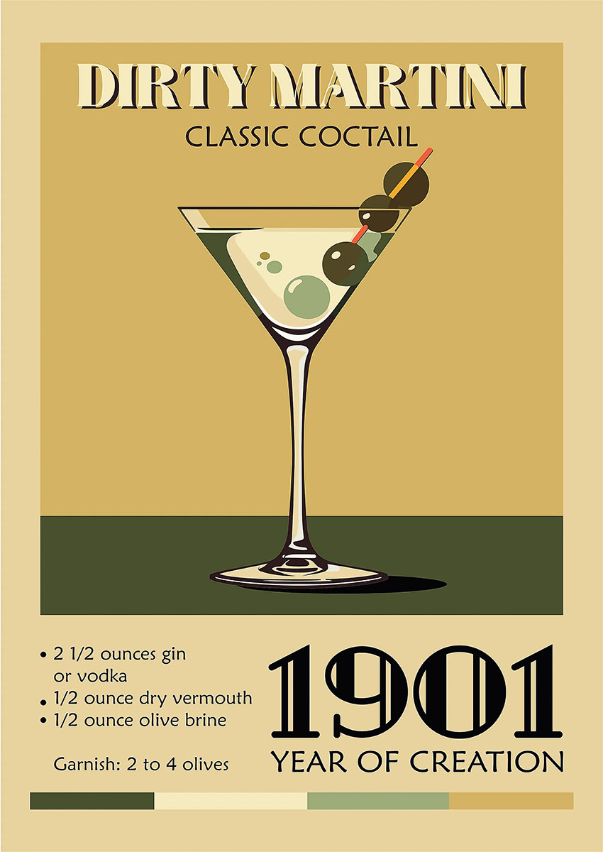Dirty Martini Cocktail Canvas Print & Poster Wall Art - AI PRINT LAB