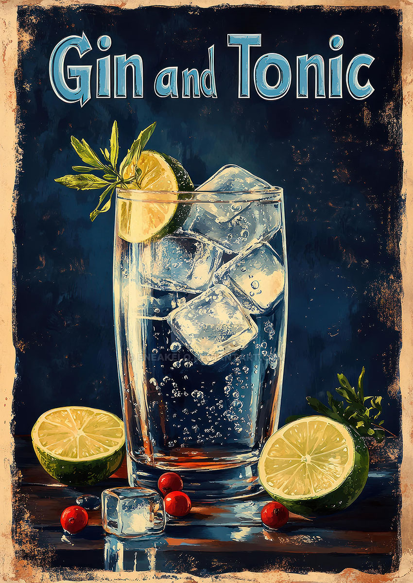 Gin and Tonic Artwork Canvas Print & Poster Wall Art - AI PRINT LAB