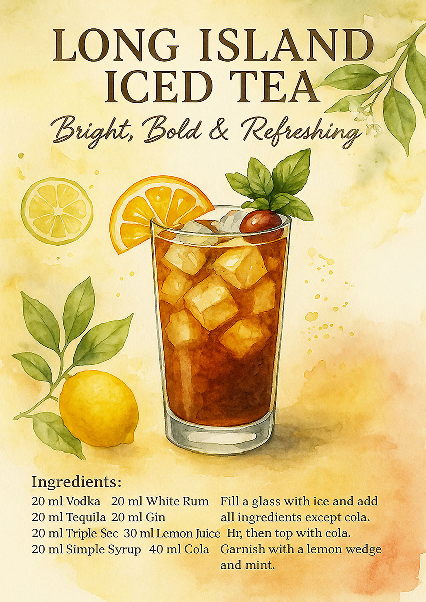 Long Island Iced Tea Artwork Canvas Print & Poster Wall Art - AI PRINT LAB