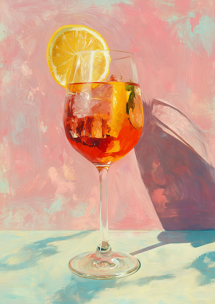 Vibrant Cocktail with Lemon Slice Canvas Print & Poster Wall Art - AI PRINT LAB